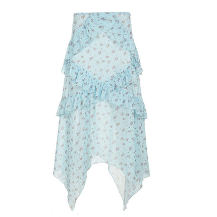 Sneaky Design Floral Flounce Irregular Long Dress