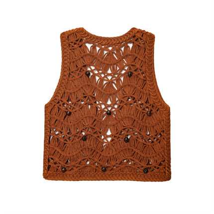 V-neck Beaded Knitted Vest