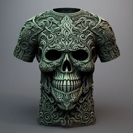 Men's 3D Skull Pattern European Hip Hop Trendy 3D Printed T-shirt