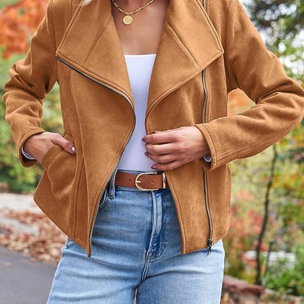 Fashion Casual Short Motorcycle Suede Jacket