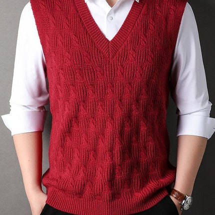 Woolen Vest Men's Twisted Loose Middle-aged Knitted Dad Vest Base Sleeveless Shirt Wholesale