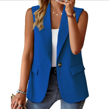 Autumn Sleeveless Solid Color Multicolor Cardigan Small Suit Jacket Ladies