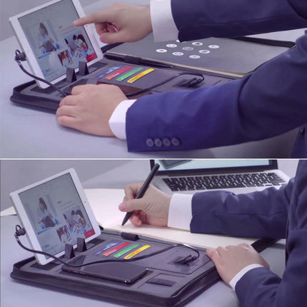 Business Document Bag A4 File Holder For Ipad Holder Zipper Notepad Porfolio With 5000 MAH Wiereless Charging Power Bank Inside