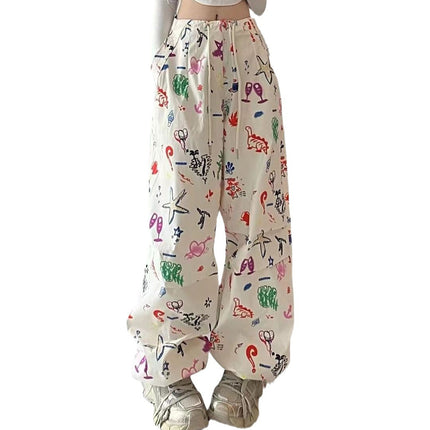 High Waist Slimming Graffiti Full Printed Overalls