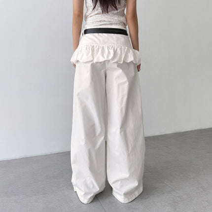 Street Style Puffy Bud Fake Two-piece Casual Trousers