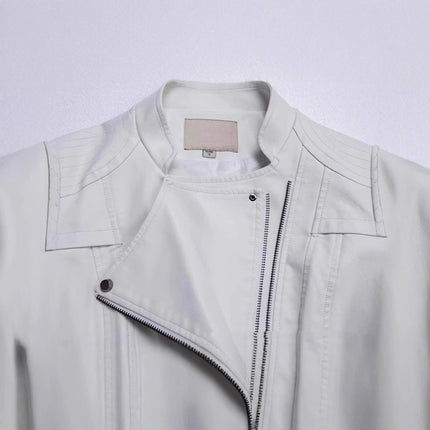 New Women's Leather Top Coat European And American Fashion Motorcycle Slim Fit Short Leather Jacket Jacket Zipper One Generation