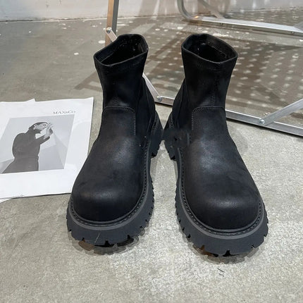 Genuine Leather Shoes Men's Retro Distressed Suede Chelsea Boots