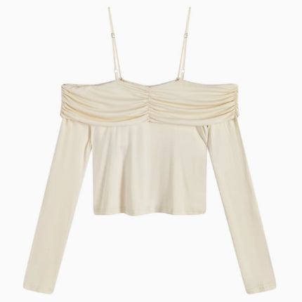 Slimming And Slimming One Shoulder Top, Sticky And Long Sleeved T