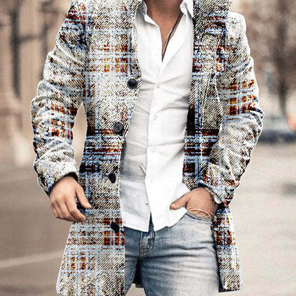 Autumn And Winter New Men's Woolen Stand Collar Medium Long Pocket Casual Coat