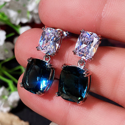 Oversized Square Diamond Zircon Earrings For Women