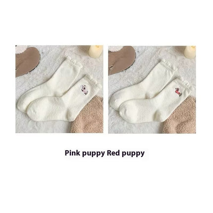 Cute Cartoon Fleece Lined Padded Warm Keeping Winter Socks