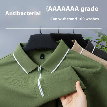 Solid Color Zipper High Quality POLO Men's Short Sleeve