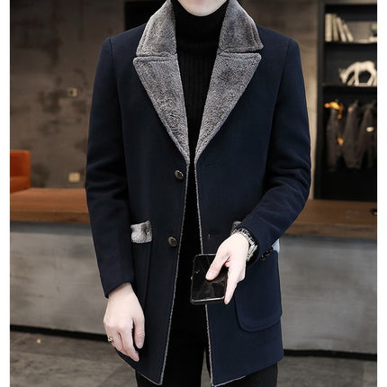 Fur And Leather Overcoat Male