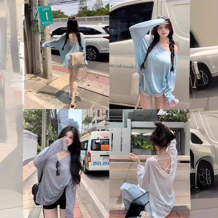 Blue Sweet Hot Girl Sun Protection Top