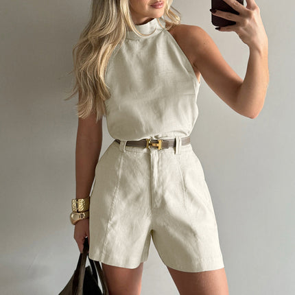 Summer New Halterneck Vest High Waist Wide Leg Pants Two-piece Set