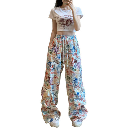 Women's Colorful Graffiti Printing Overalls