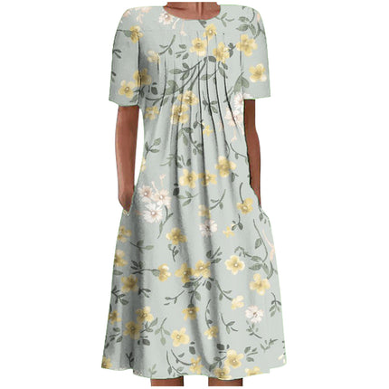 Casual Beach Dress Strap Type Loose Waist 3d Printed Dress