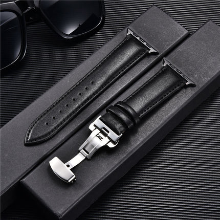 Suitable For Watch First Layer Leather Butterfly Buckle Strap