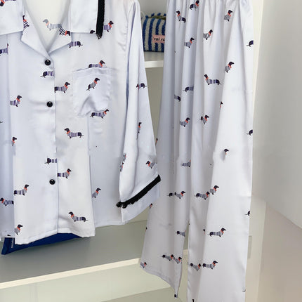 Ice And Snow Silk Long-sleeved Trousers Pajama Suit