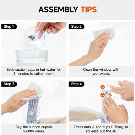 MEWOOFUN Cat Window Perch - Foldable Steel Frame Hammock With Removable Mat For Indoor Cats, Large White Window Seat, Supports 25 Lbs