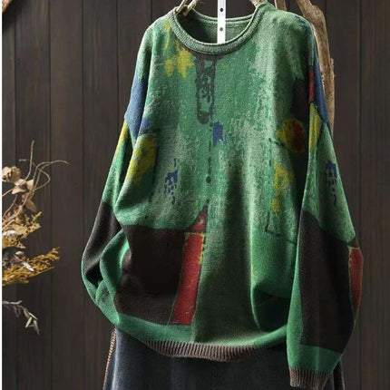 Painted Printing And Dyeing Cotton Sweater