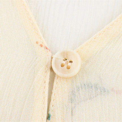 Spring And Summer Ethnic Style Floral Printed Silk Printed Shirt