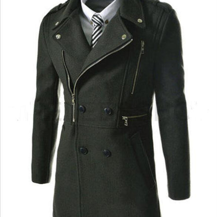 Fashion Multi Zipper Fitted Trench Coat