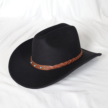 Wide Brim Western Denim Top Hat