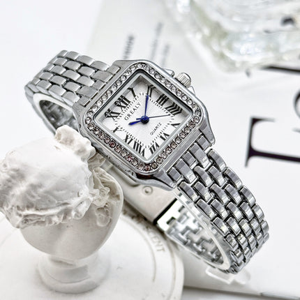 Classic Retro Square Waterproof Women's Diamond-embedded Watch