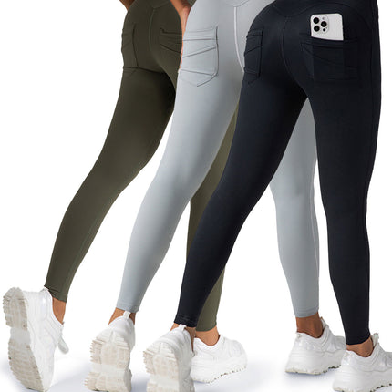3 Pack Womens Yoga Leggings 4-Way Stretch High Waisted Tummy Control Pant With Pocket Workout Athletic Gym Casual Pants