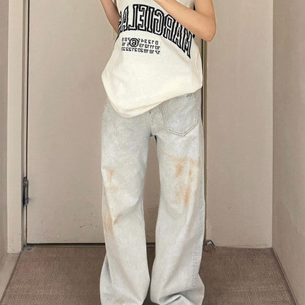 American Retro Plus Size Stitching Jeans For Women