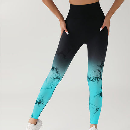 3 Pack Women's Tie Dye Gradient Color Yoga Sports Leggings, Ruched High Waist Workout Seamless Scrunch Booty Leggings Butt Lift Athletic Leggings Tummy Control Yoga Pants