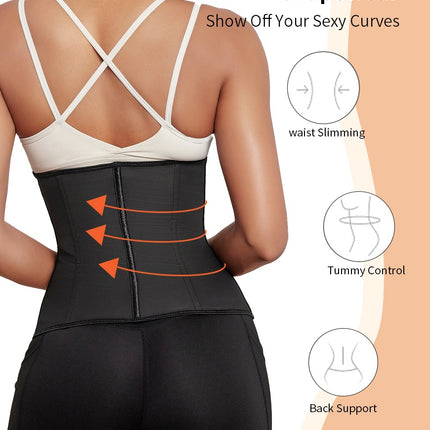 Waist Trainer For Women Latex Sport Underbust Steel Boned Corset Shapewear With Zipper Hook Shapewear Double Control Body Shaper Workout Fajas Colombianas Moldeadoras Stomach Strapless Shapewear