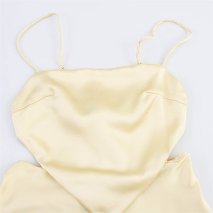 Summer Silk Satin Ang Sleeveless Sling Dress