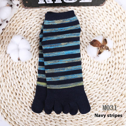 Niche Mixed Color Stripe Short Split Toe Cotton Socks