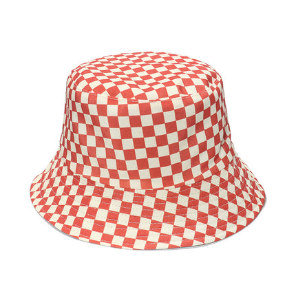 Fashion Personality Black And White Checkerboard Plaid Fisherman Hat