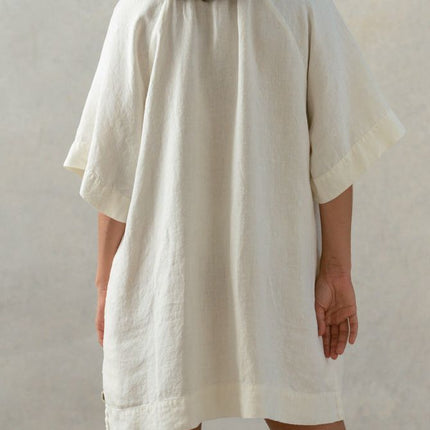 Women's Fashionable Elegant Cotton And Linen V-neck Lace-up Dress