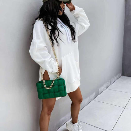 Women's Solid Color Hooded Mid-length Sweater