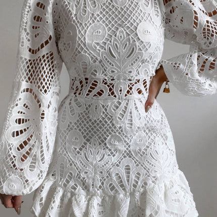 Women's Graceful And Fashionable Round Neck Long Sleeve Slim-fit Midi Dress