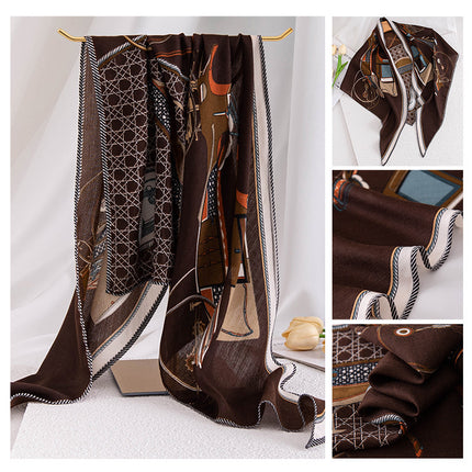 Vintage Print Polyester Fashion Scarf Dual-use Shawl