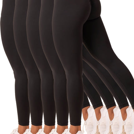 5 Pack Women's Solid Color Hip-raising High-waisted V-back Waist Seamed Yoga Fitness Tights, Women-Butt Lift High Waisted Tummy Control Yoga Pants-Workout Running Leggings