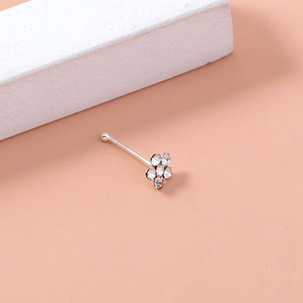 20/set of classic diamond studded white piercing nose ring studs set
