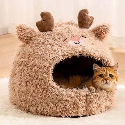 Pet Cat Litter Semi-enclosed Cat Litter Kennel Winter Warm Yurt Cat Tent Nest