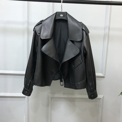 Women's Short Loose Small Leather Jacket