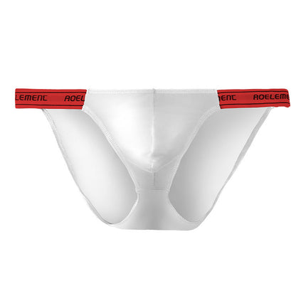 Male Solid Color Stretch Tight Low Waist Ice Silk High Cross Thong