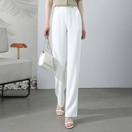 High Waist Drooping Slimming And Straight Ice Silk Women's Casual Suit Pants