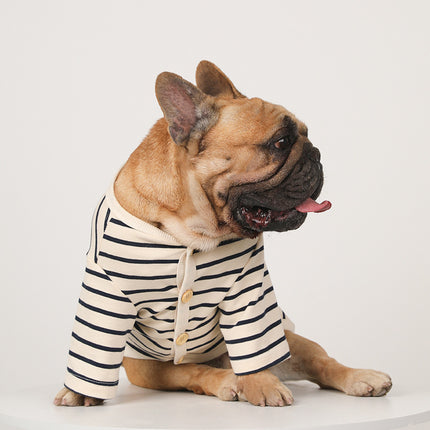 Dog Striped Cotton V-Neck Pet Warm Bottoming Shirt