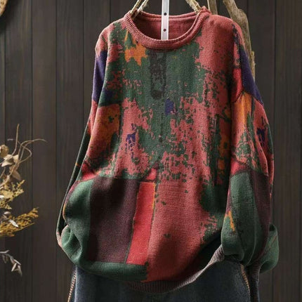 Painted Printing And Dyeing Cotton Sweater