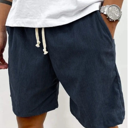 Men's Corduroy Shorts With Drawstring Fashion Casual Pockets Pants Summer