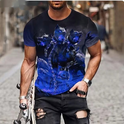 Fashion Personality Fierce Lion Printing 3d T-shirt Men